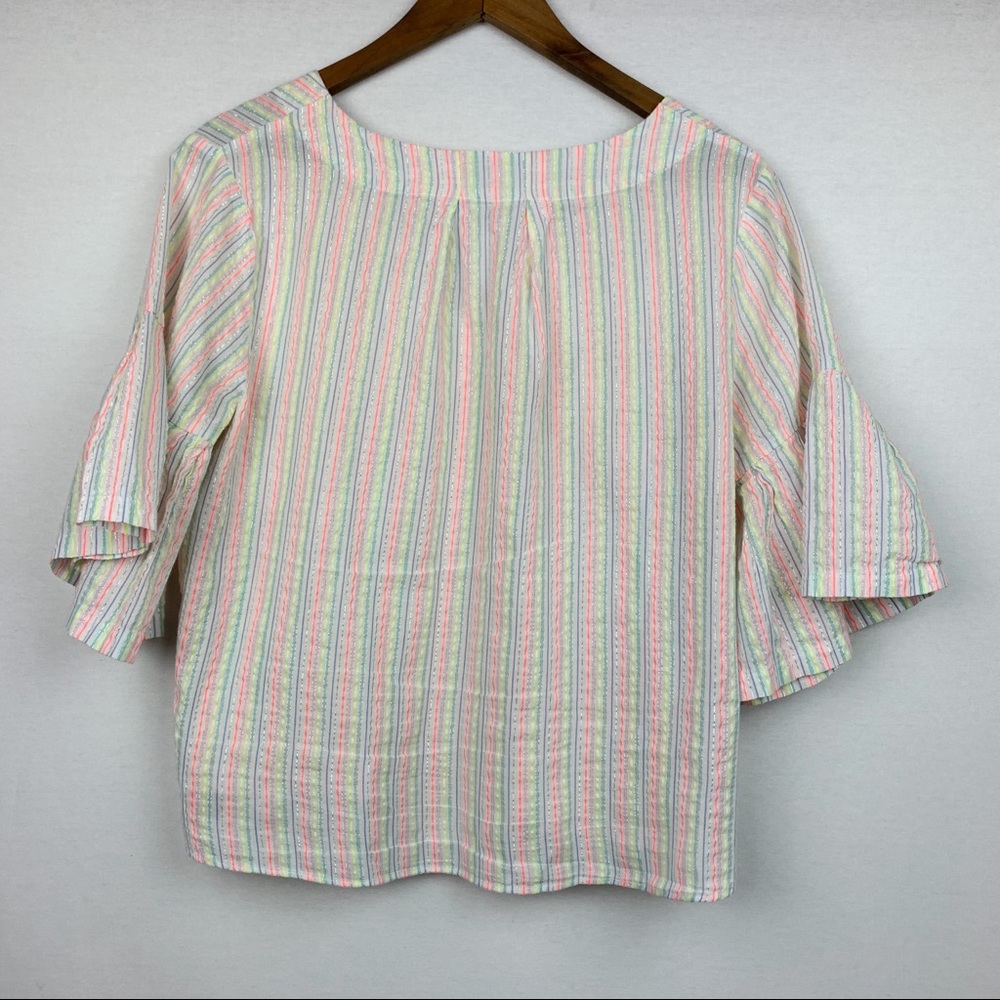 A New Day V-Neck Bell Sleeves Vibrant Color Tunic - Picture 6 of 8